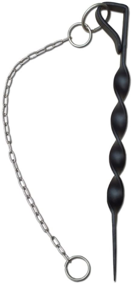 Black Powder Coated Iron Rain Chain Anchoring Stake with Stainless Steel Chain